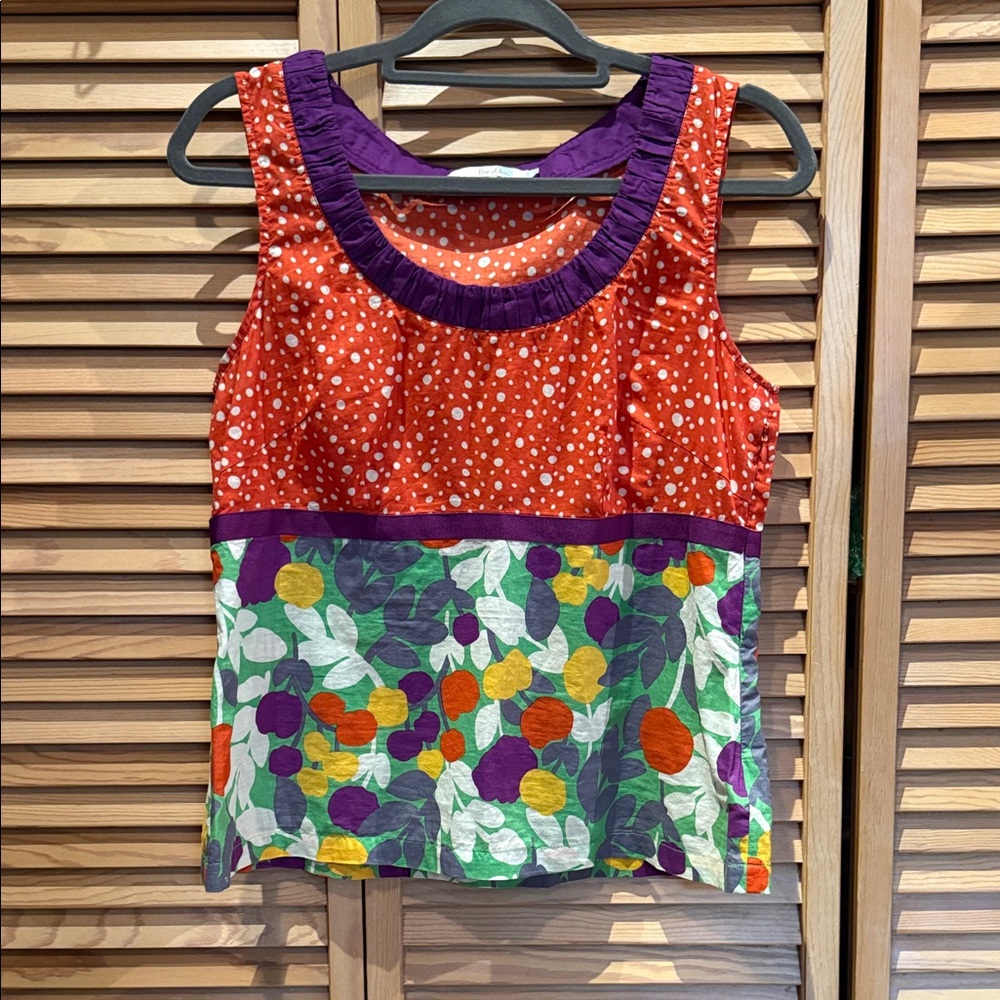 Boden Sienna Cotton Red and Purple Floral Tank Top